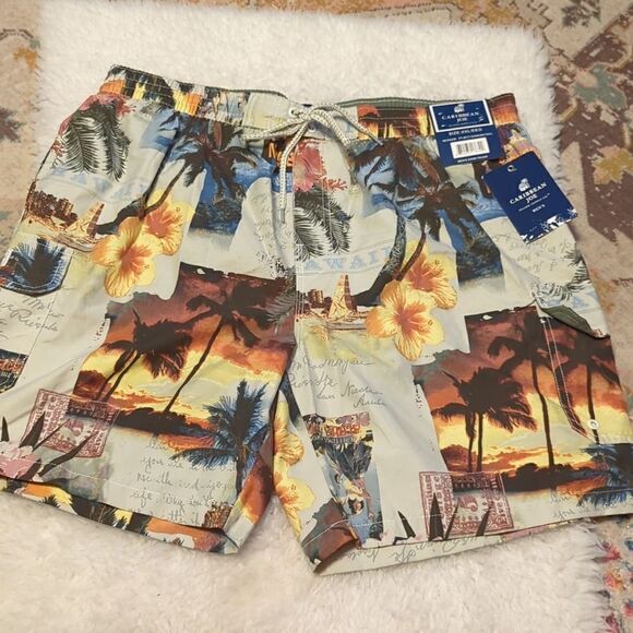 Caribbean Joe Other - Caribbean Joe Swim Trunks Men’s XXL Floral Hawaiian Board Shorts Bathing Suit